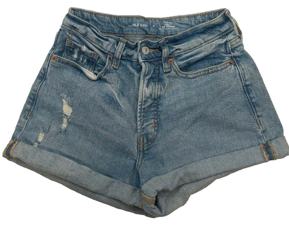 Old Navy Denim Shorts Women’s Size 4 Blue Light Wash Hi Rise Curvy OG Straight